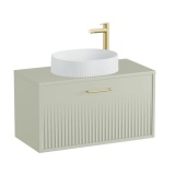 Vado Safari Fluted 800mm Sage Green Wall Hung Vanity Unit & Matching Worktop